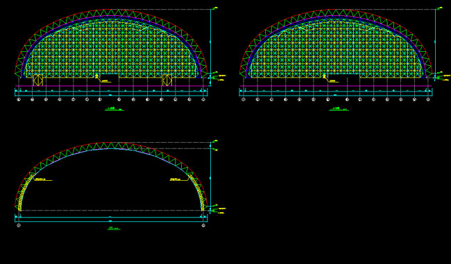 仙桃跨度110米，拱高35_7米煤棚网架